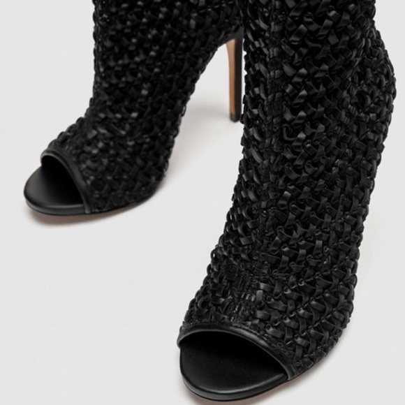Zara Shoes - Zara Black Heel Braided Sandals Booties